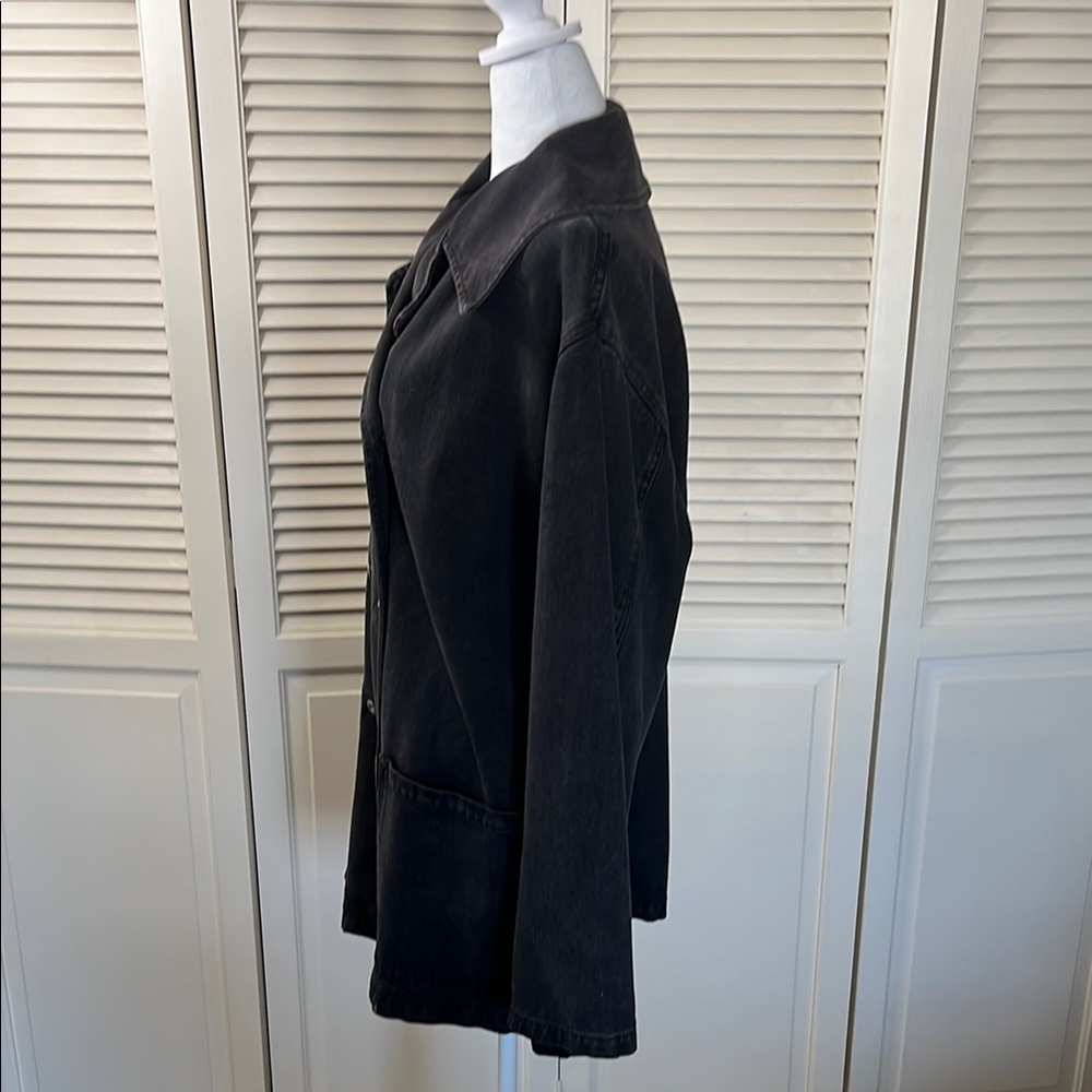 Agolde Black Double-Breasted cotton peacoat Jacket LG - Picture 4 of 12